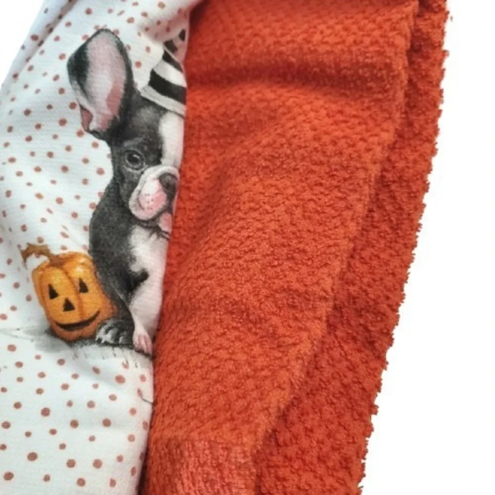 Frenchie French Bulldog Halloween Dog Pumpkin 3 Pack Kitchen Towel Set NEW!